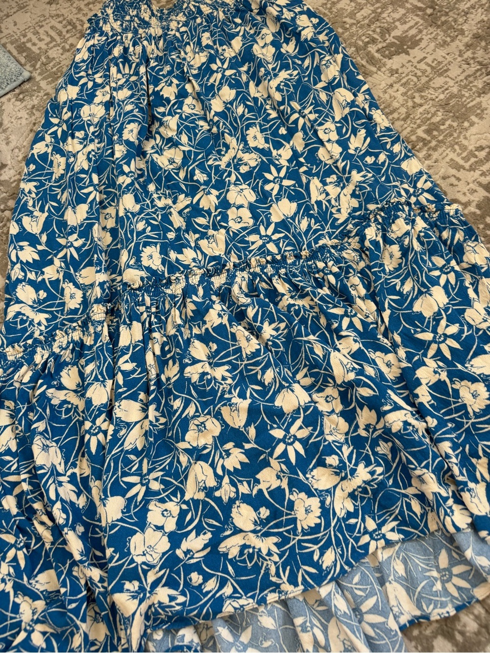 Free People Way Of The Wind Teal Blue Floral Tiered Maxi Skirt XS - Picture 14 of 16